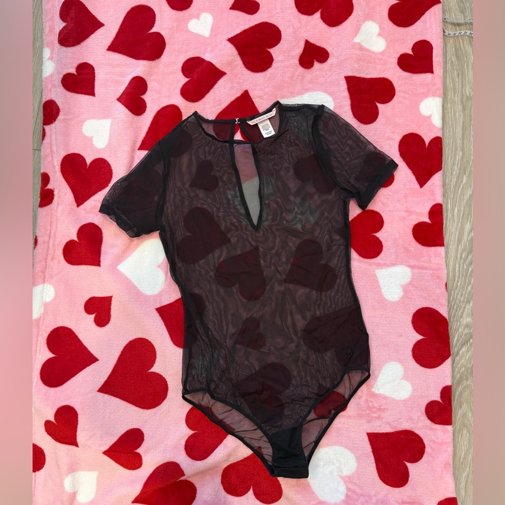 Victoria’s Secret Sheer Mesh Open-Back Bodysuit - Black XS